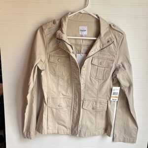 kensie Beige Utility Jacket with Flap Pockets